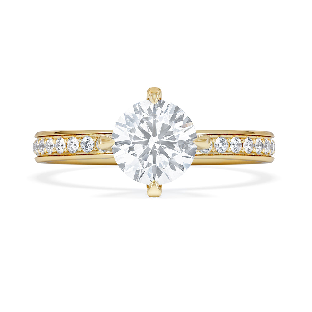 Origin Twist 1.00ct Round Cut Lab Diamond Solitaire Engagement Ring with Side Stones in 18K Yellow Gold