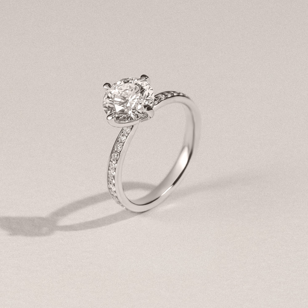 Origin Twist 2.00ct Round Cut Lab Diamond Solitaire Engagement Ring with Side Stones in Platinum