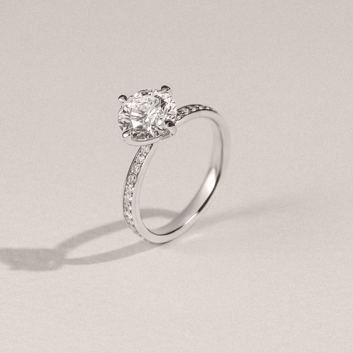 Origin Twist 2.00ct Round Cut Lab Diamond Solitaire Engagement Ring with Side Stones in Platinum