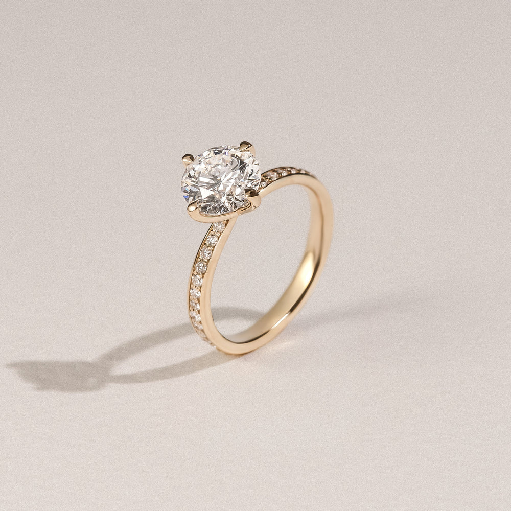 Origin Twist 2.00ct Round Cut Lab Diamond Solitaire Engagement Ring with Side Stones in 18K Yellow Gold