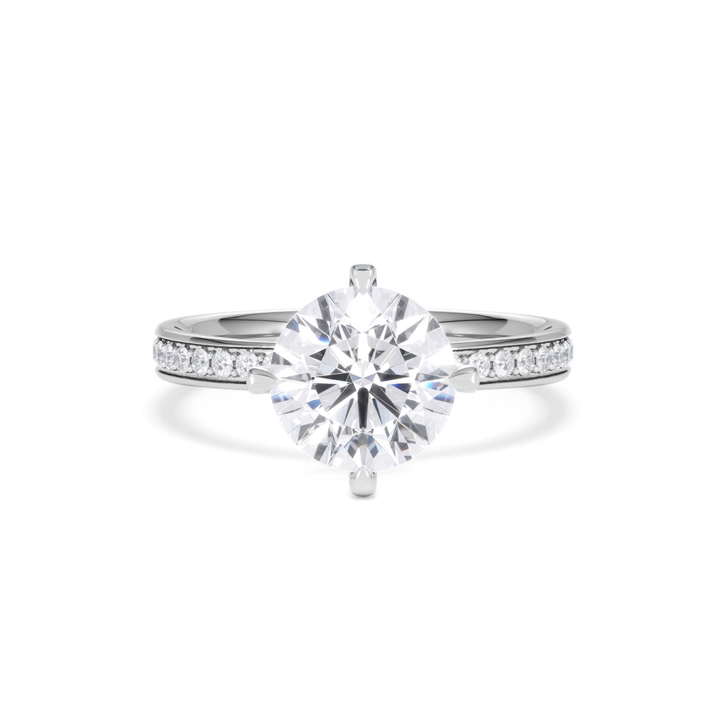 Origin Twist 2.00ct Round Cut Lab Diamond Solitaire Engagement Ring with Side Stones in Platinum