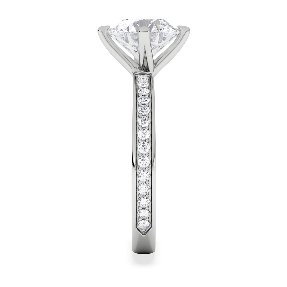Origin Twist 2.00ct Round Cut Lab Diamond Solitaire Engagement Ring with Side Stones in Platinum