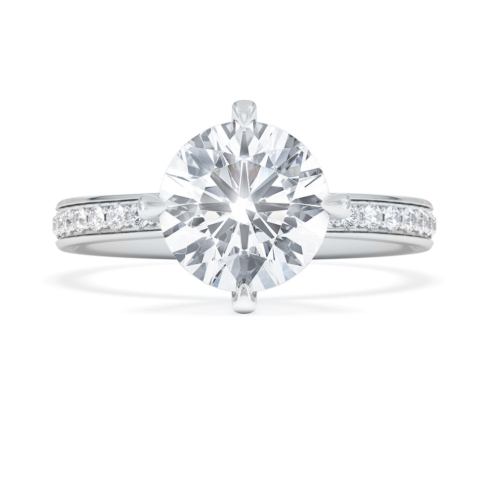 Origin Twist 2.00ct Round Cut Lab Diamond Solitaire Engagement Ring with Side Stones in Platinum