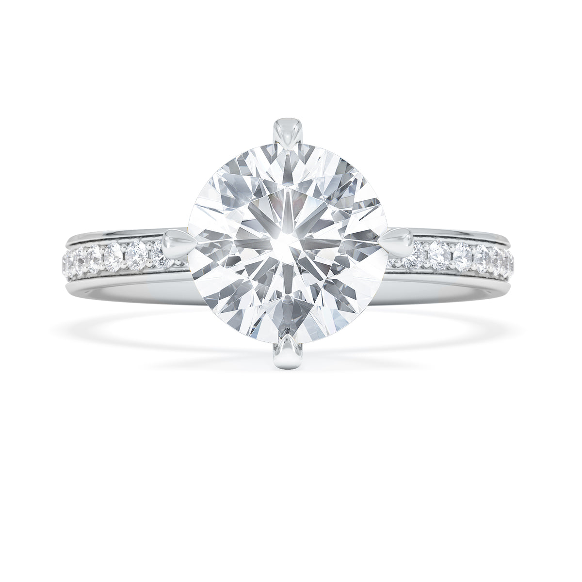 Origin Twist 2.00ct Round Cut Lab Diamond Solitaire Engagement Ring with Side Stones in Platinum