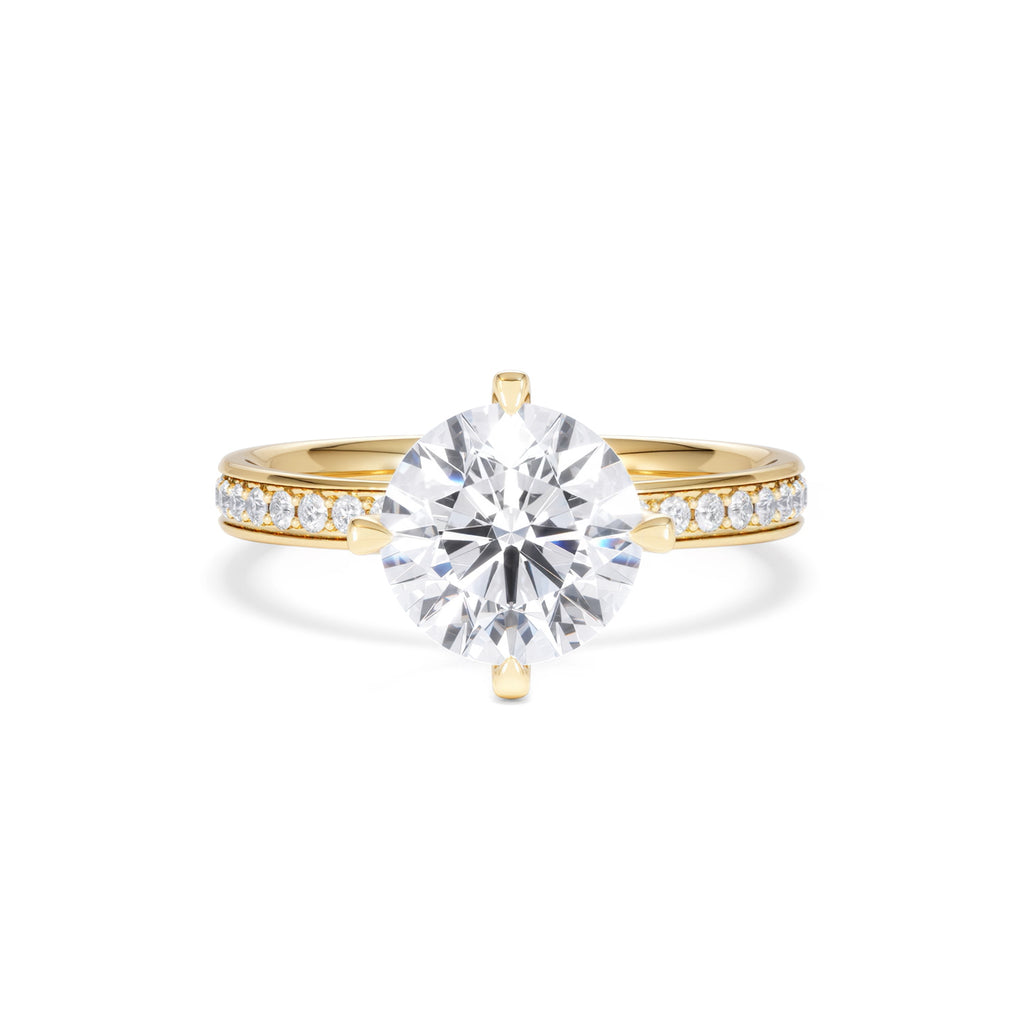 Origin Twist 2.00ct Round Cut Lab Diamond Solitaire Engagement Ring with Side Stones in 18K Yellow Gold