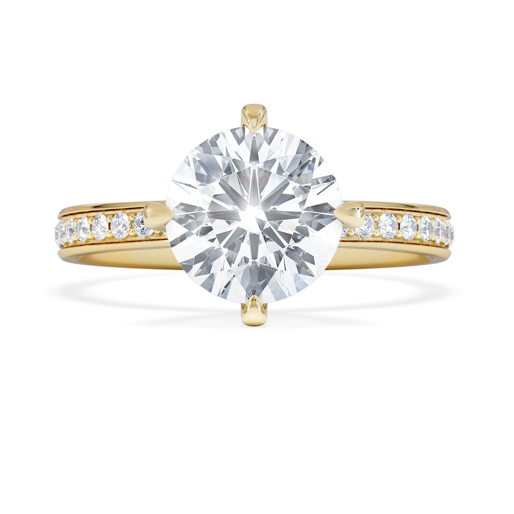 Origin Twist 2.00ct Round Cut Lab Diamond Solitaire Engagement Ring with Side Stones in 18K Yellow Gold