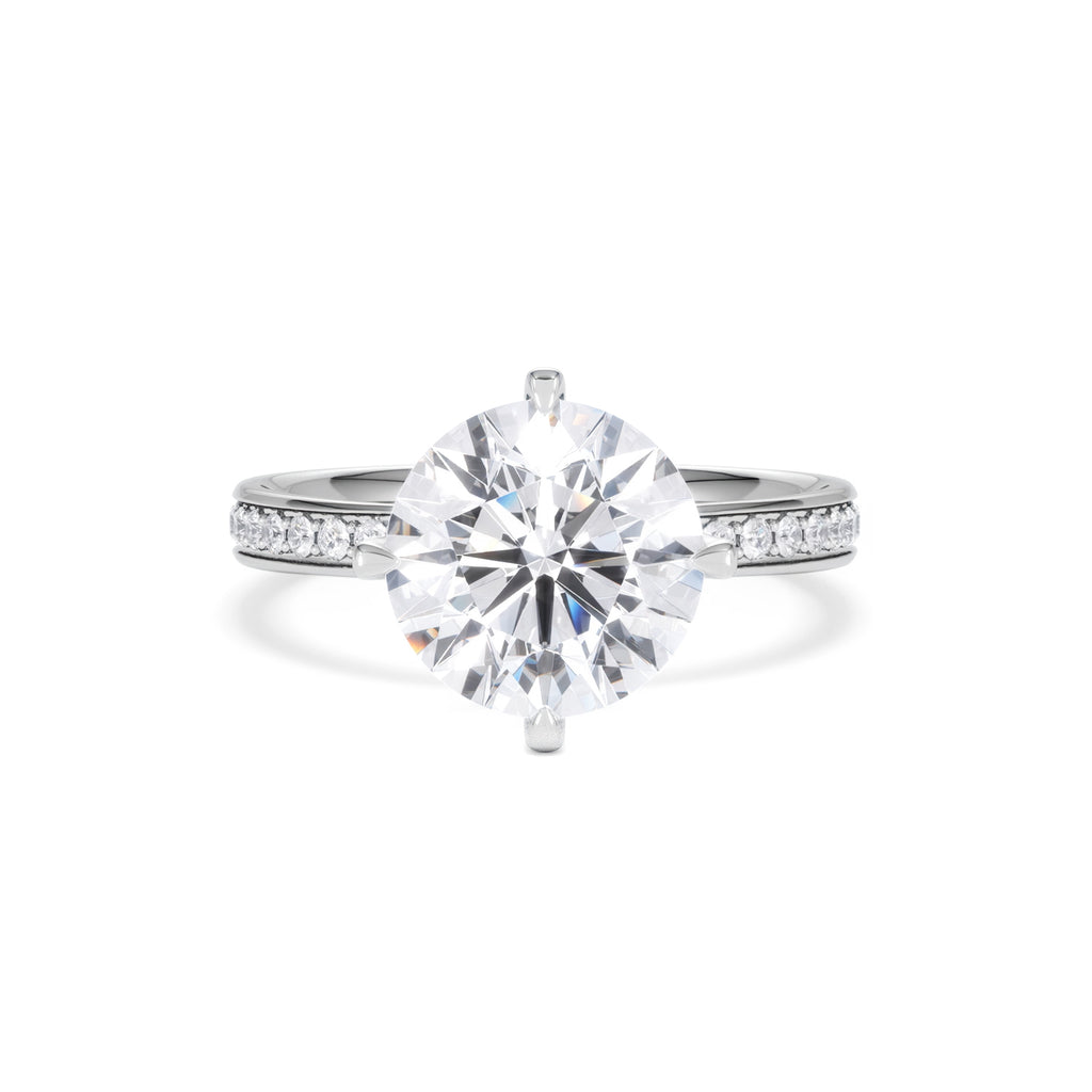 Origin Twist 3.00ct Round Cut Lab Diamond Solitaire Engagement Ring with Side Stones in Platinum