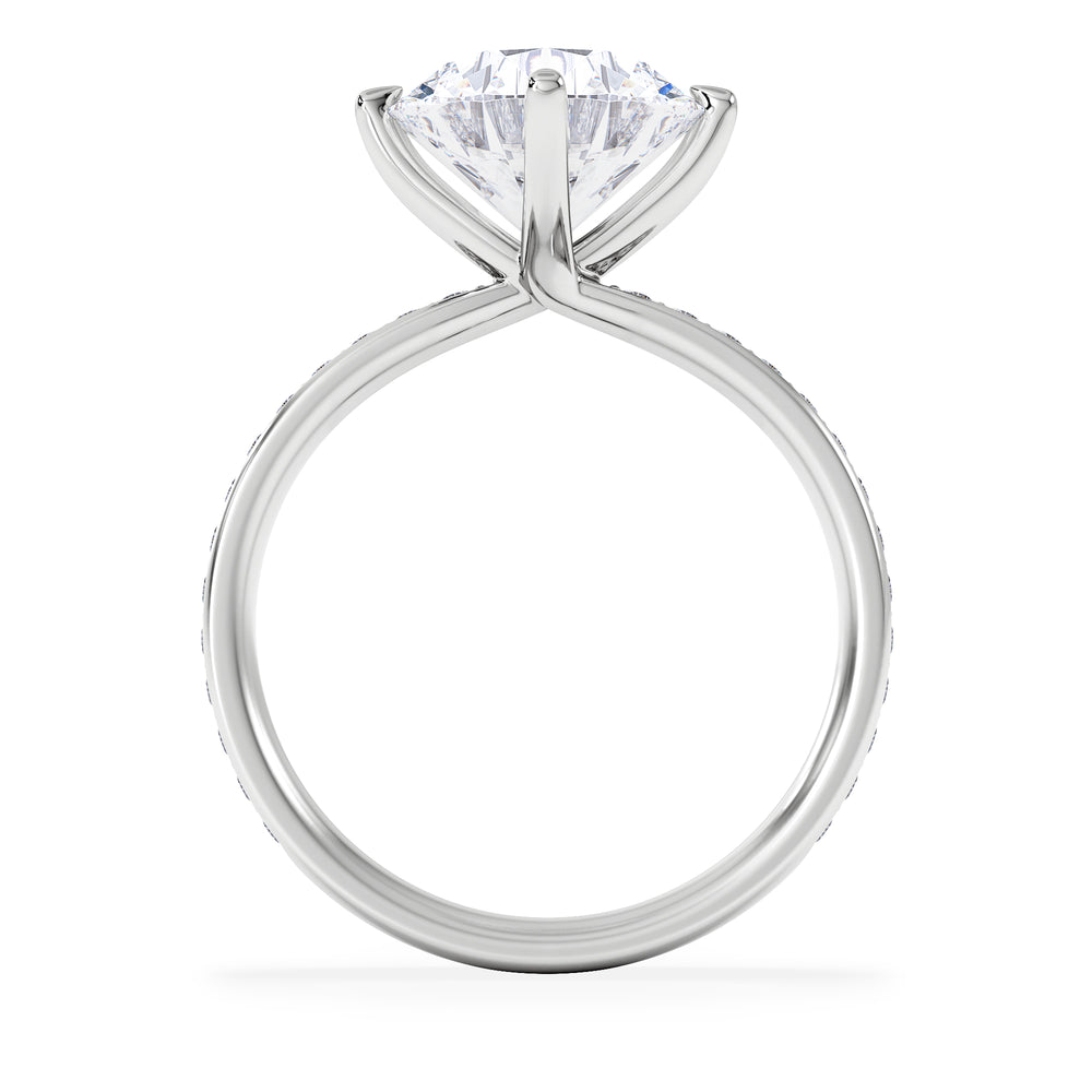 Origin Twist 3.00ct Round Cut Lab Diamond Solitaire Engagement Ring with Side Stones in 18K White Gold