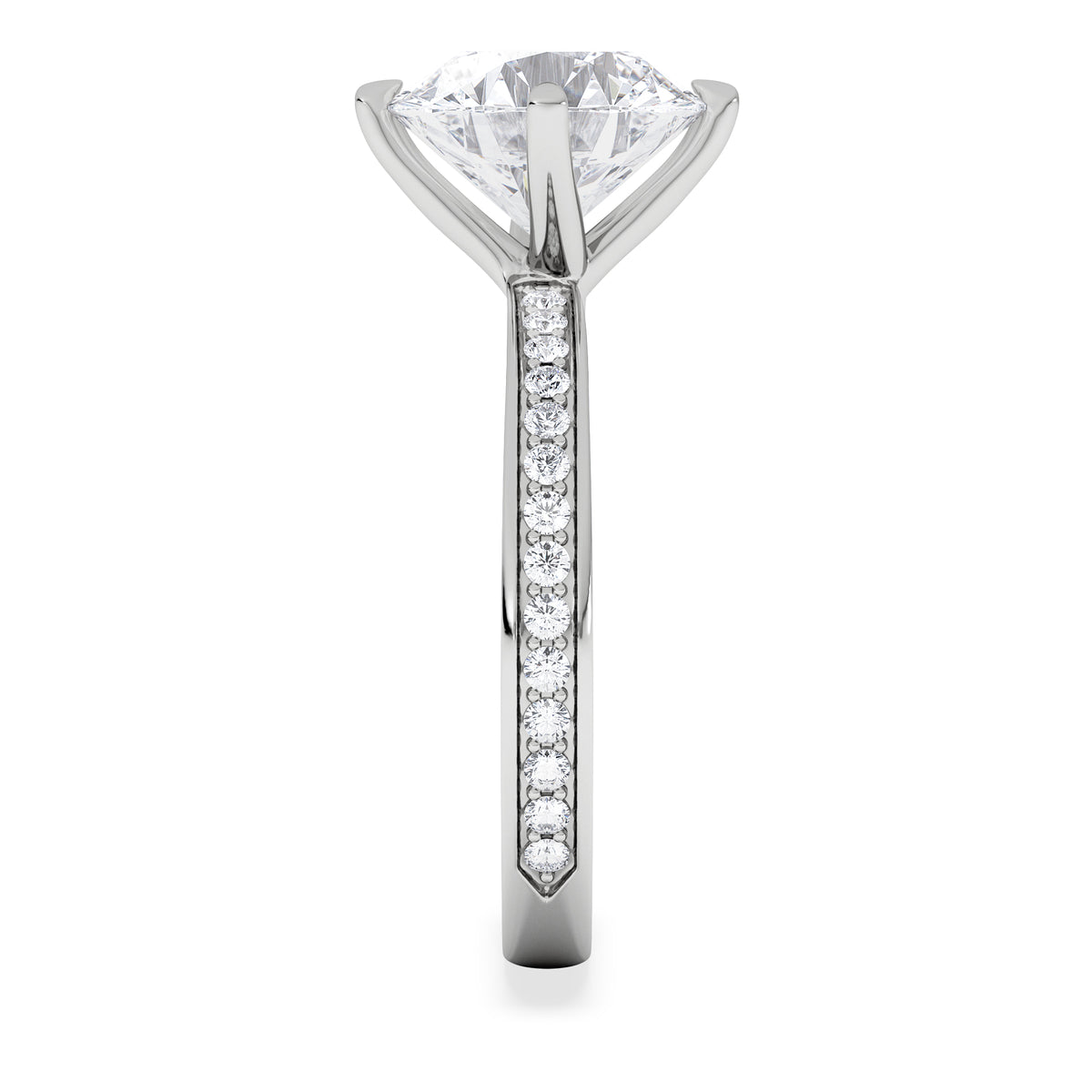 Origin Twist 3.00ct Round Cut Lab Diamond Solitaire Engagement Ring with Side Stones in Platinum