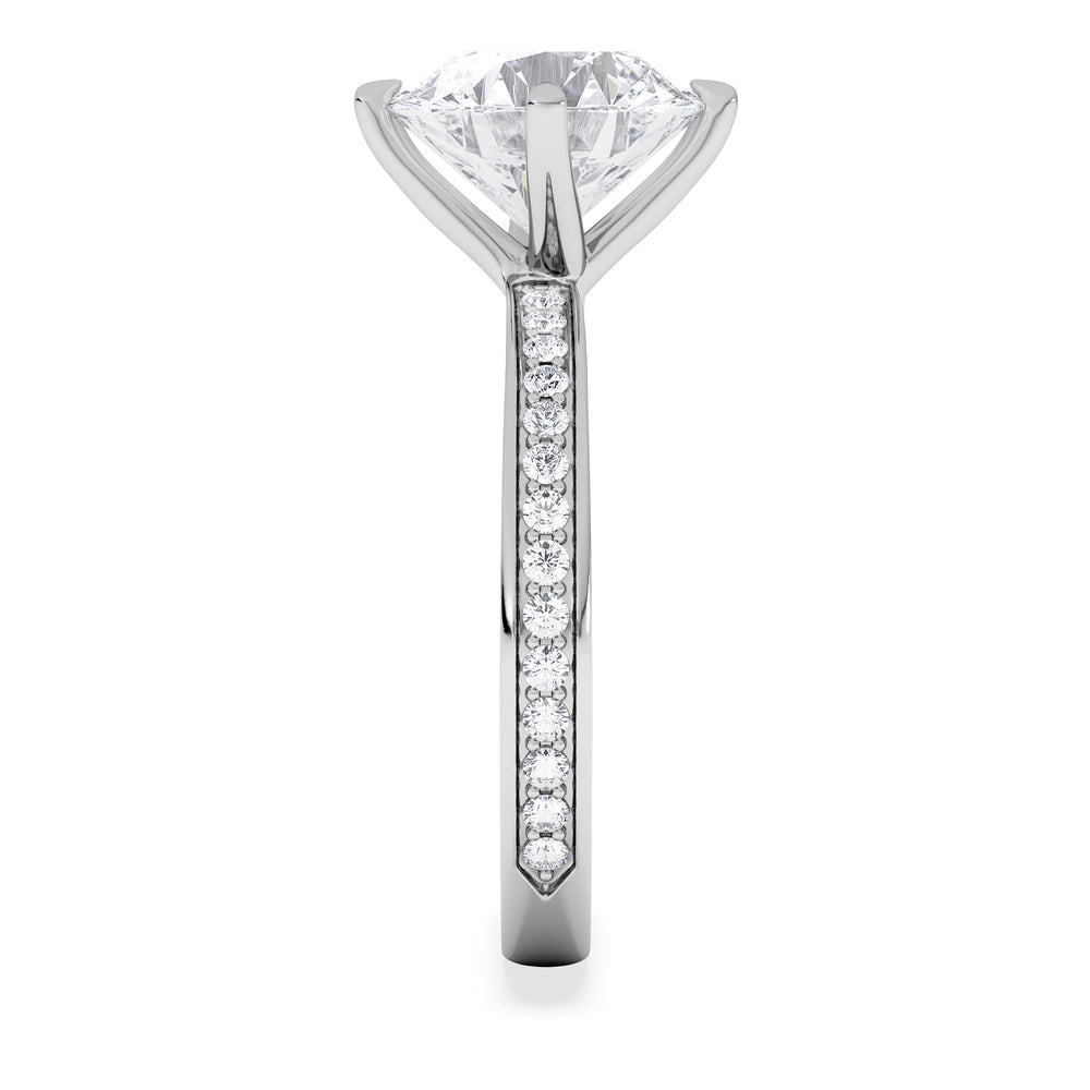 Origin Twist 3.00ct Round Cut Lab Diamond Solitaire Engagement Ring with Side Stones in 18K White Gold