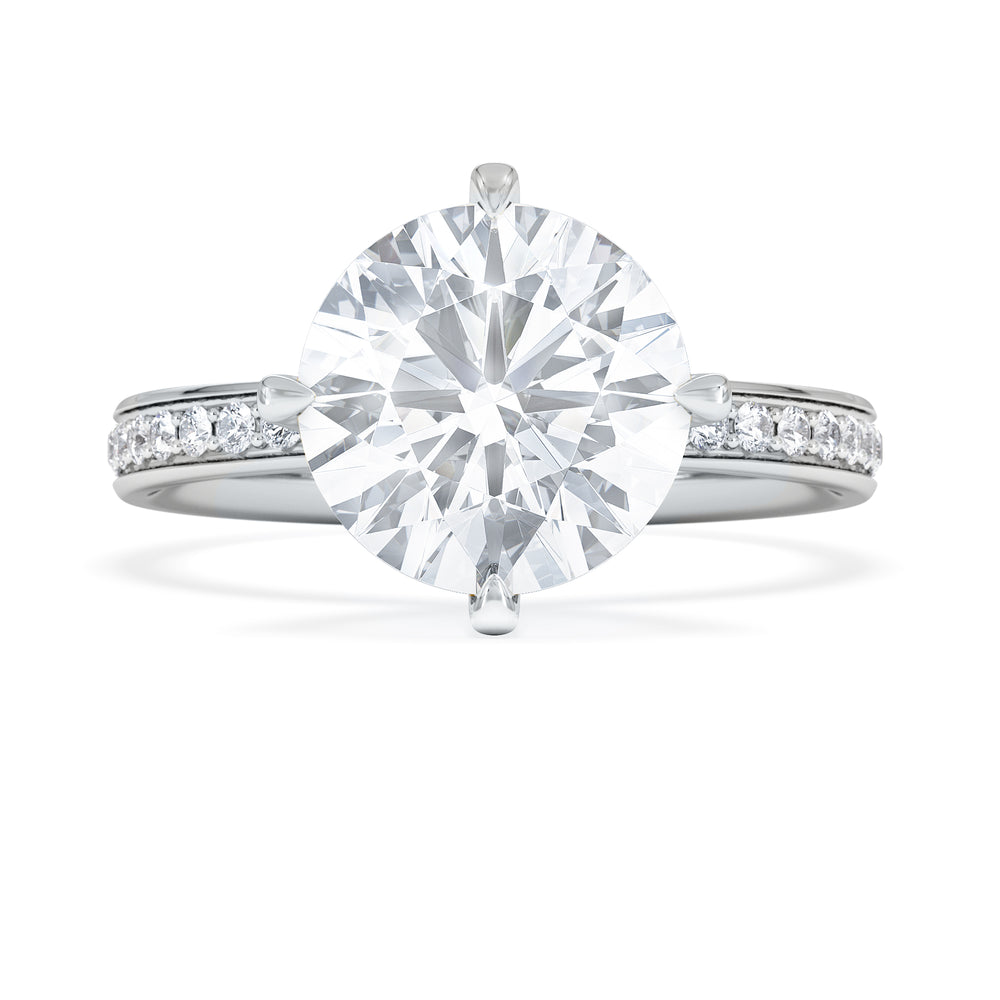 Origin Twist 3.00ct Round Cut Lab Diamond Solitaire Engagement Ring with Side Stones in 18K White Gold