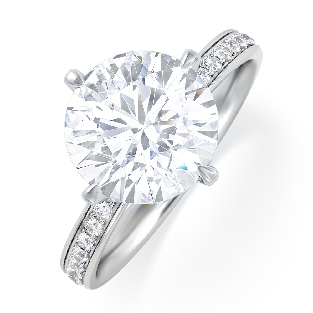 Origin Twist 3.00ct Round Cut Lab Diamond Solitaire Engagement Ring with Side Stones in Platinum