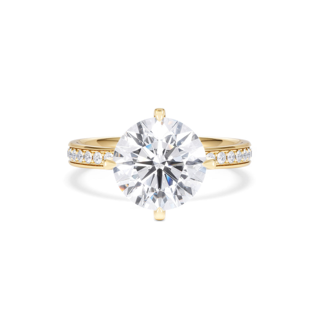 Origin Twist 3.00ct Round Cut Lab Diamond Solitaire Engagement Ring with Side Stones in 18K Yellow Gold