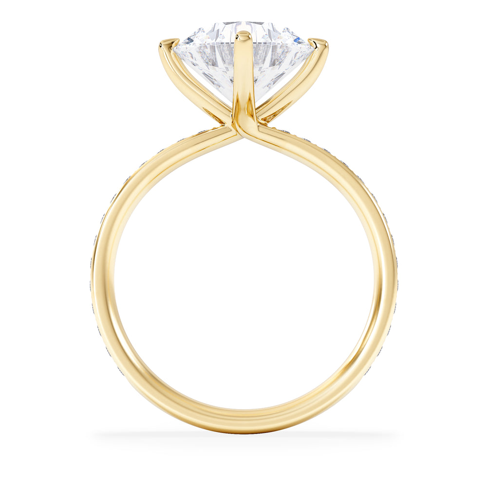 Origin Twist 3.00ct Round Cut Lab Diamond Solitaire Engagement Ring with Side Stones in 18K Yellow Gold