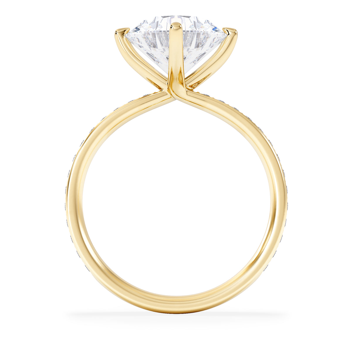 Origin Twist 3.00ct Round Cut Lab Diamond Solitaire Engagement Ring with Side Stones in 18K Yellow Gold