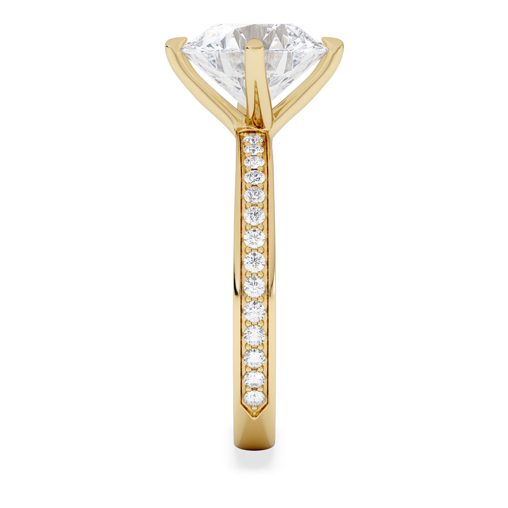 Origin Twist 3.00ct Round Cut Lab Diamond Solitaire Engagement Ring with Side Stones in 18K Yellow Gold