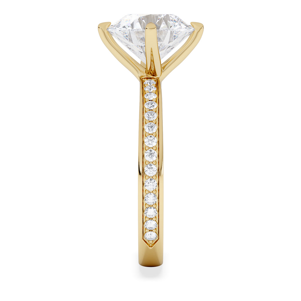 Origin Twist 3.00ct Round Cut Lab Diamond Solitaire Engagement Ring with Side Stones in 18K Yellow Gold