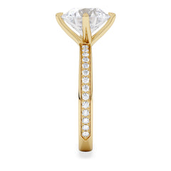 Origin Twist 3.00ct Round Cut Lab Diamond Solitaire Engagement Ring with Side Stones in 18K Yellow Gold