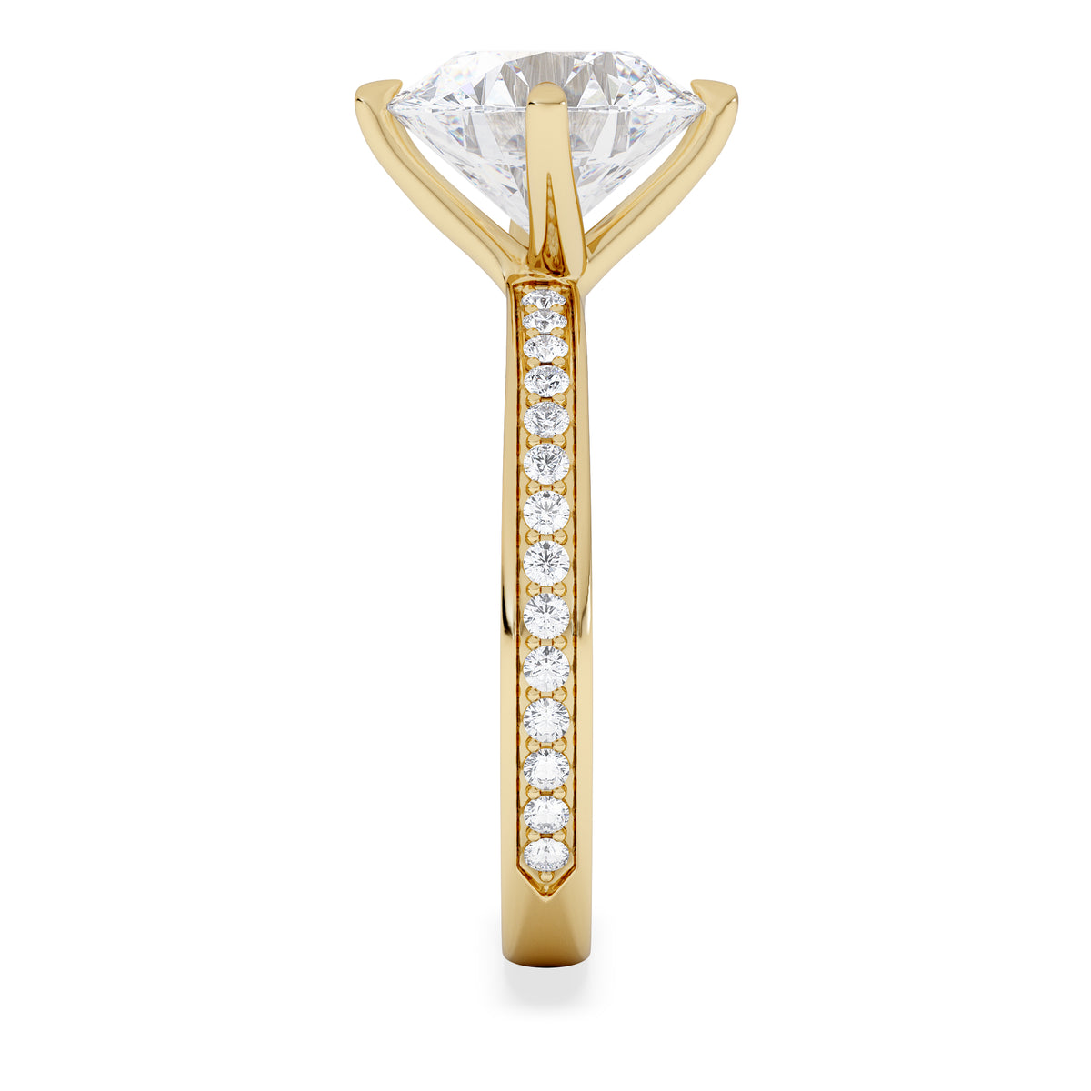 Origin Twist 3.00ct Round Cut Lab Diamond Solitaire Engagement Ring with Side Stones in 18K Yellow Gold