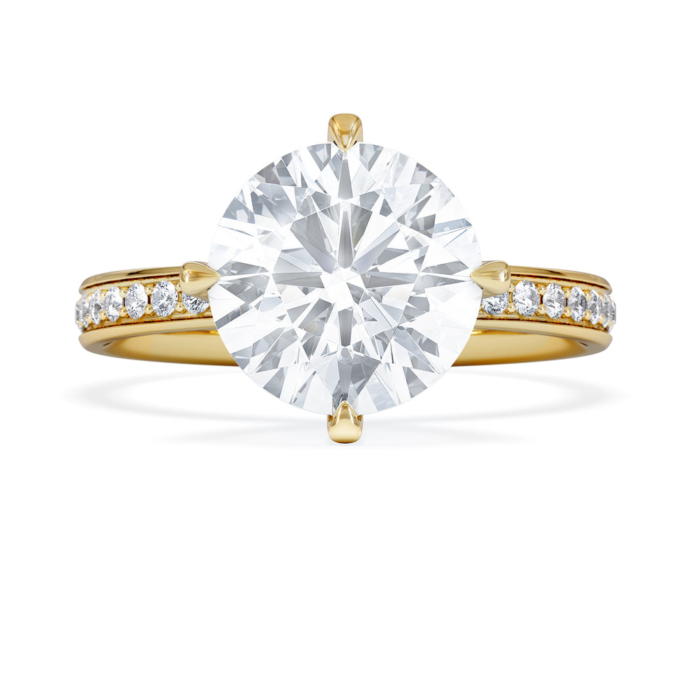 Origin Twist 3.00ct Round Cut Lab Diamond Solitaire Engagement Ring with Side Stones in 18K Yellow Gold