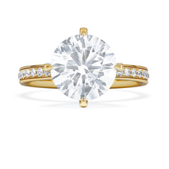 Origin Twist 3.00ct Round Cut Lab Diamond Solitaire Engagement Ring with Side Stones in 18K Yellow Gold