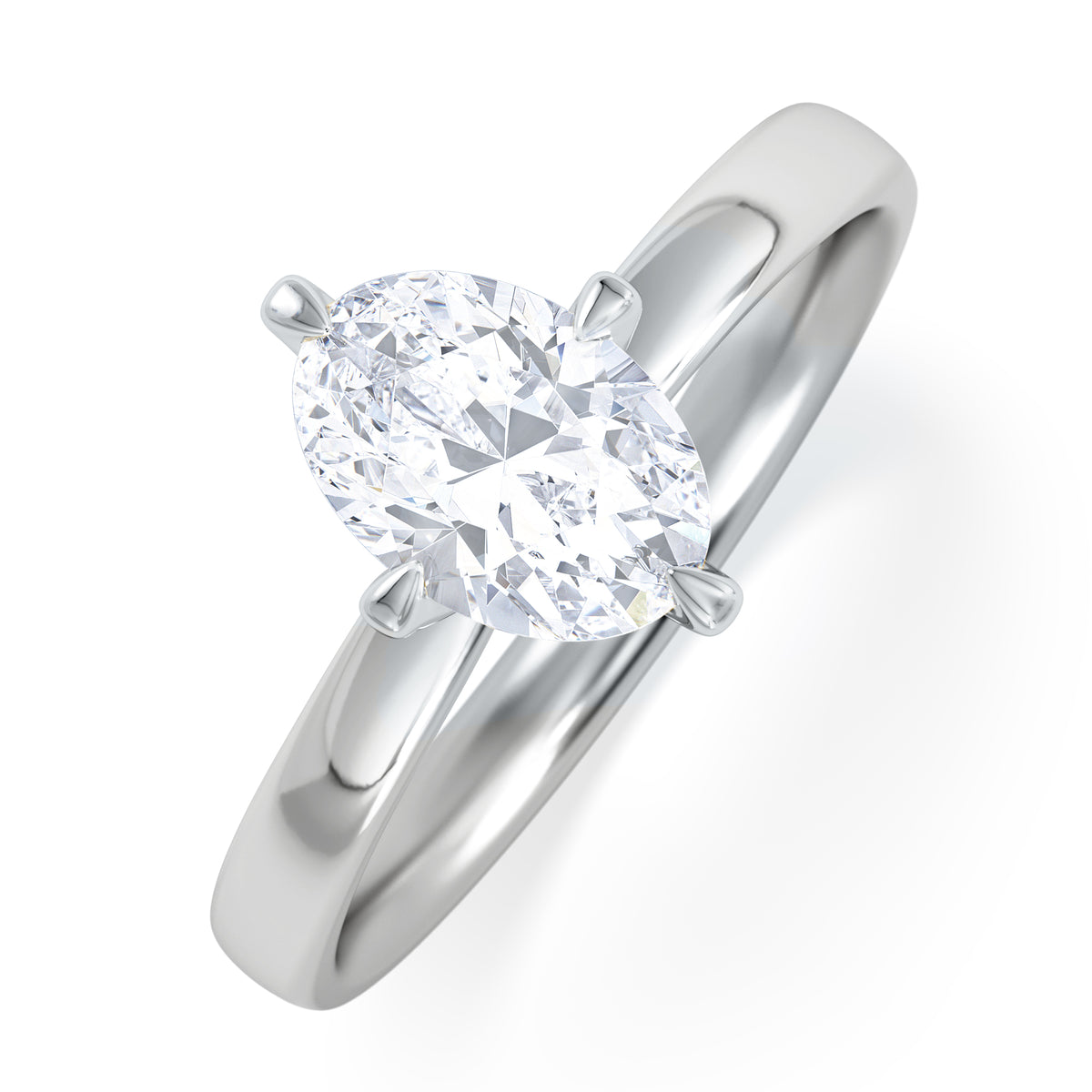 Origin Twist 1.00ct Oval Cut Lab Diamond Solitaire Engagement Ring in 18K White Gold
