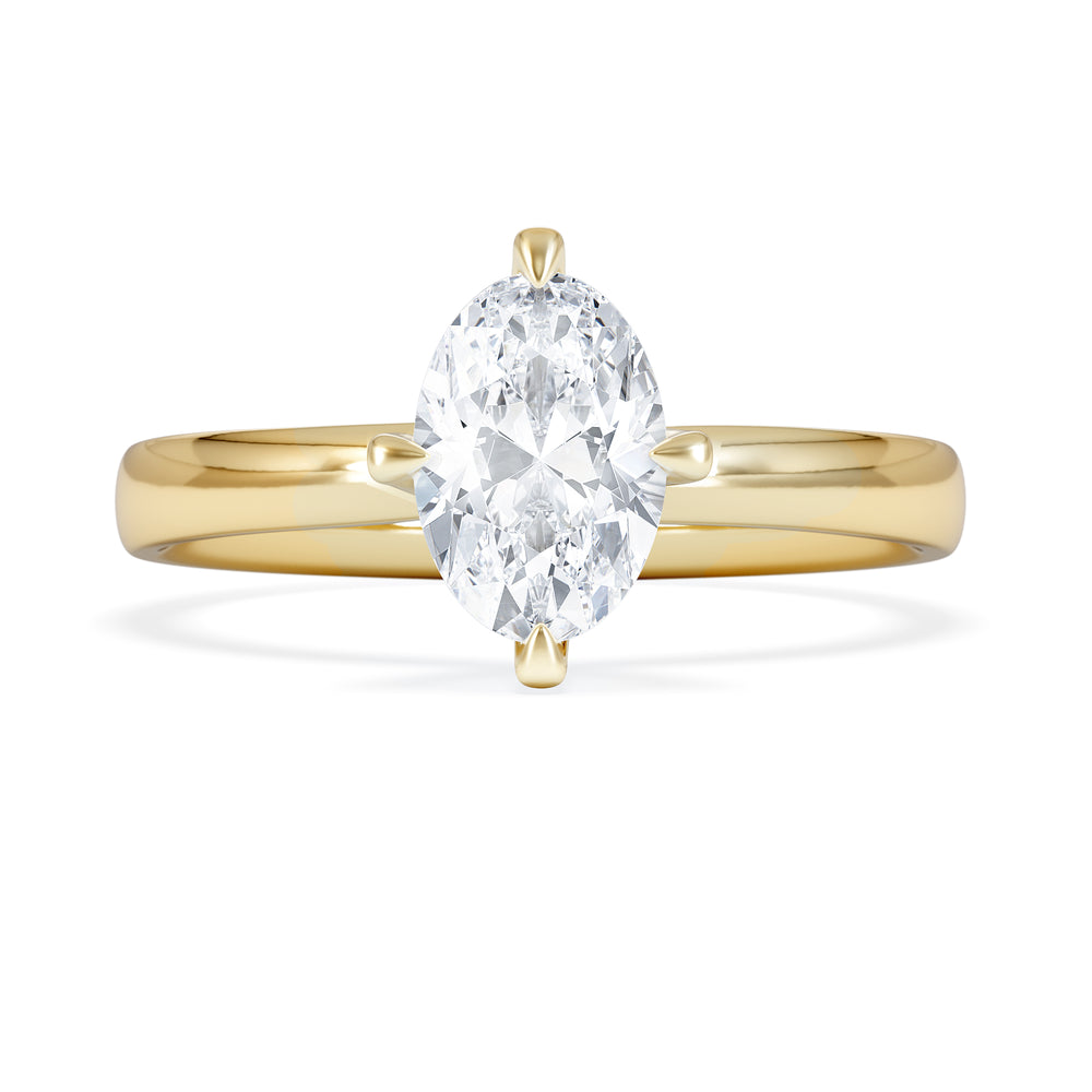 Origin Twist 1.00ct Oval Cut Lab Diamond Solitaire Engagement Ring in 18K Yellow Gold