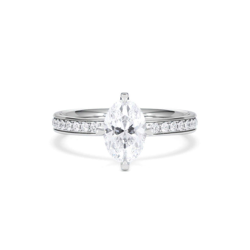Origin Twist 1.00ct Oval Cut Lab Diamond Solitaire Engagement Ring with Side Stones in Platinum