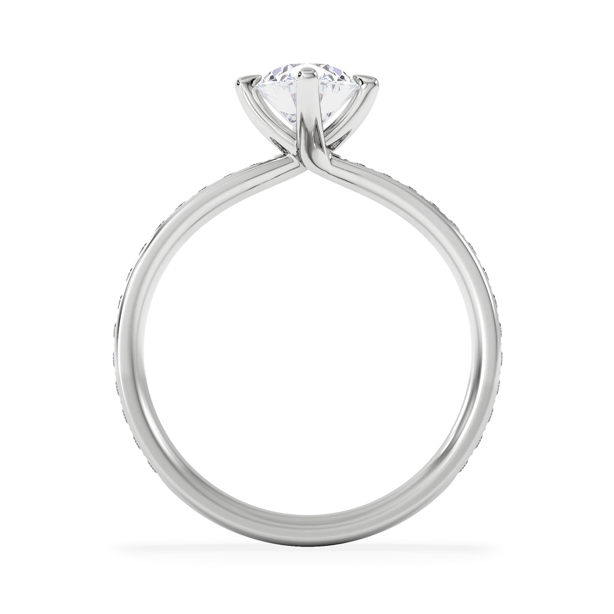 Origin Twist 1.00ct Oval Cut Lab Diamond Solitaire Engagement Ring with Side Stones in 18K White Gold