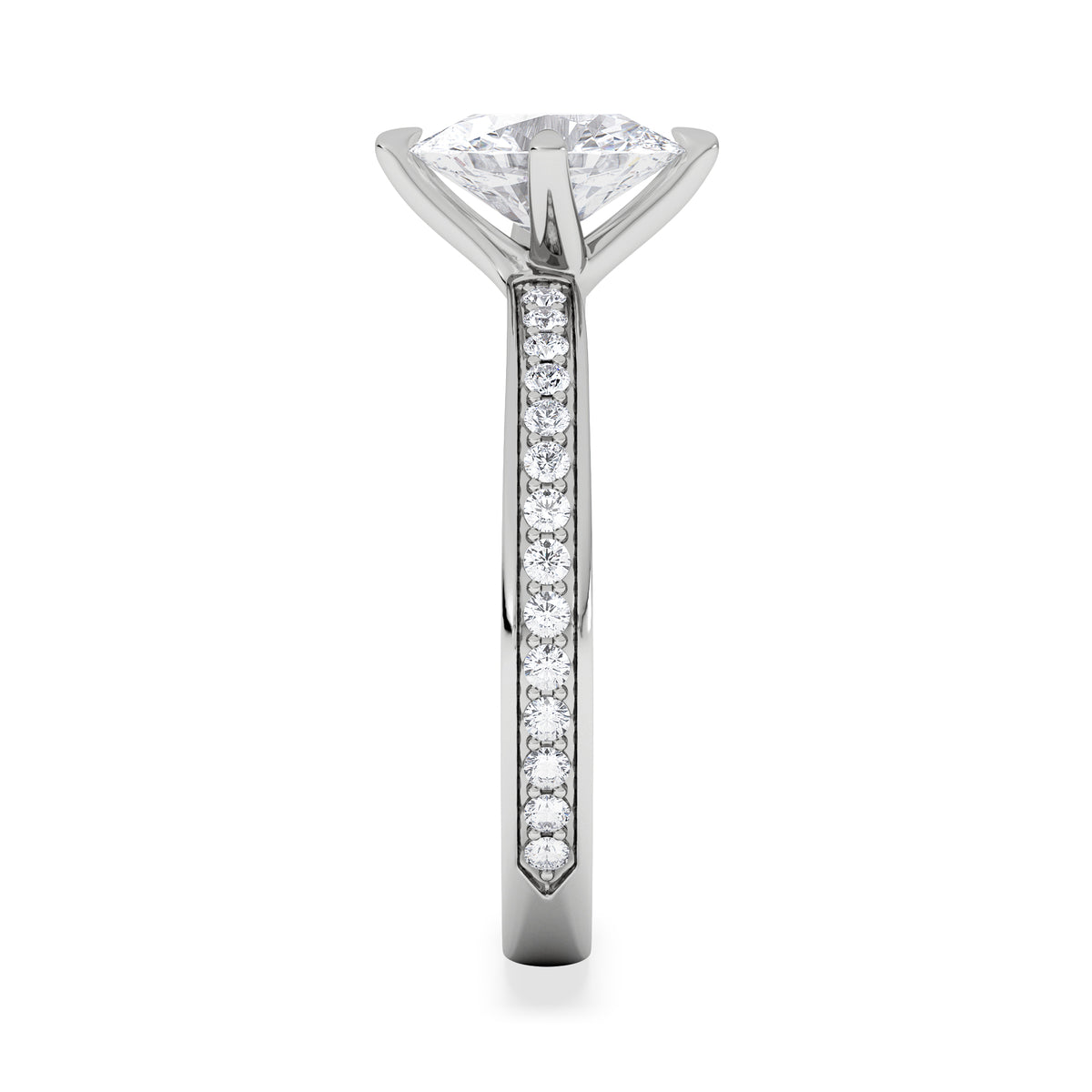 Origin Twist 1.00ct Oval Cut Lab Diamond Solitaire Engagement Ring with Side Stones in 18K White Gold