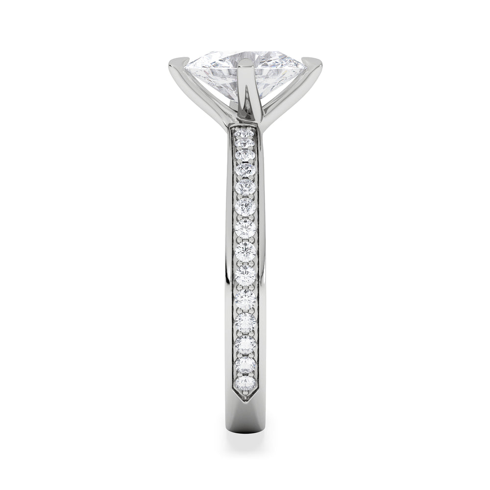 Origin Twist 1.00ct Oval Cut Lab Diamond Solitaire Engagement Ring with Side Stones in Platinum