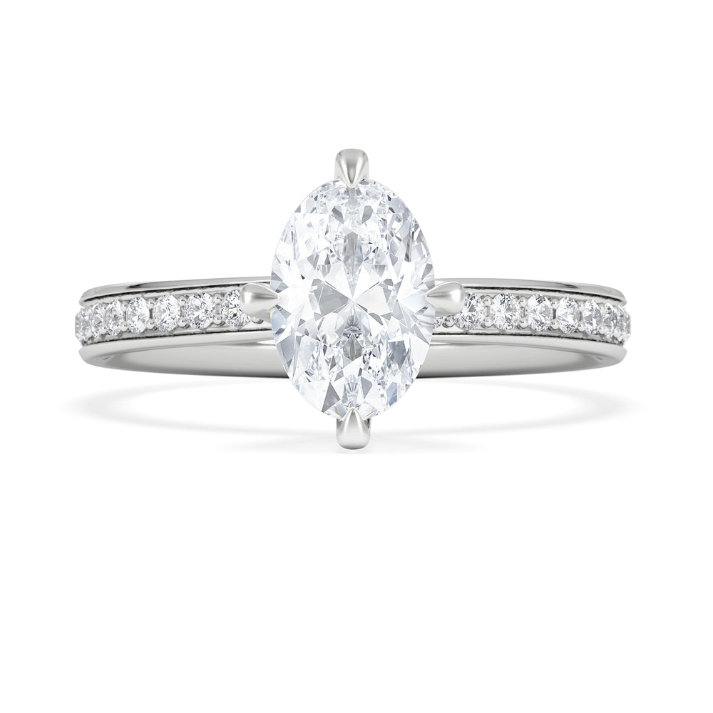Origin Twist 1.00ct Oval Cut Lab Diamond Solitaire Engagement Ring with Side Stones in Platinum
