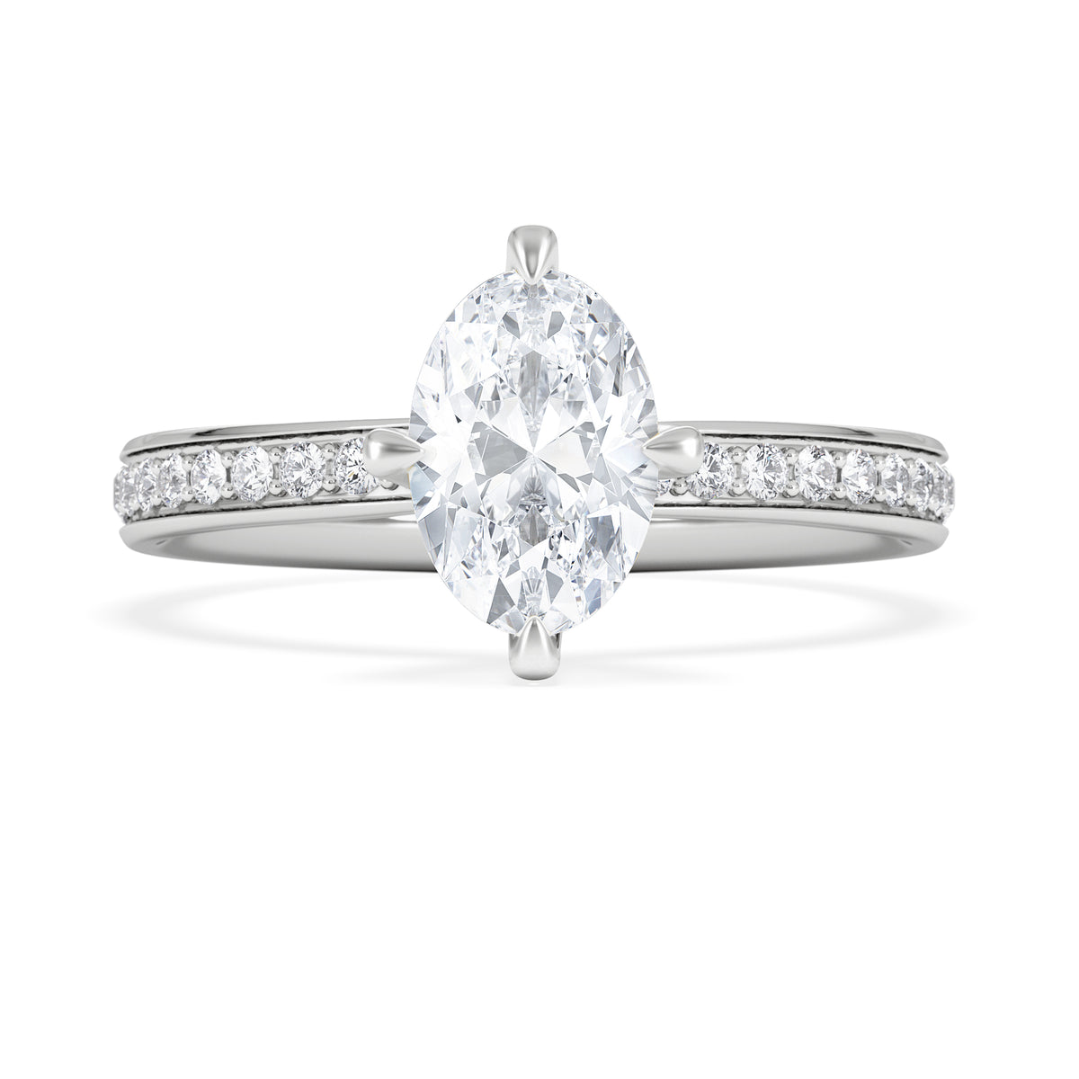 Origin Twist 1.00ct Oval Cut Lab Diamond Solitaire Engagement Ring with Side Stones in Platinum