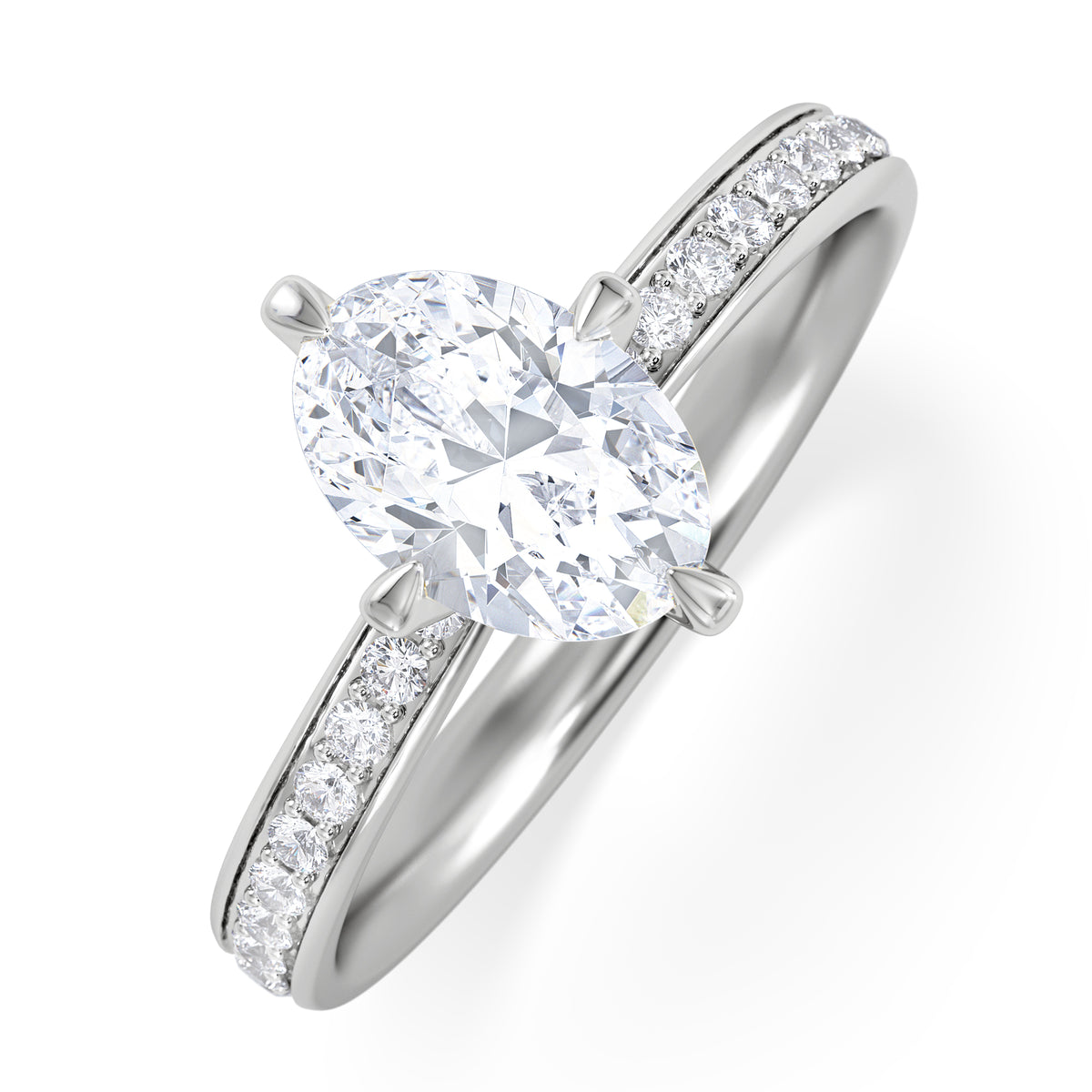 Origin Twist 1.00ct Oval Cut Lab Diamond Solitaire Engagement Ring with Side Stones in Platinum