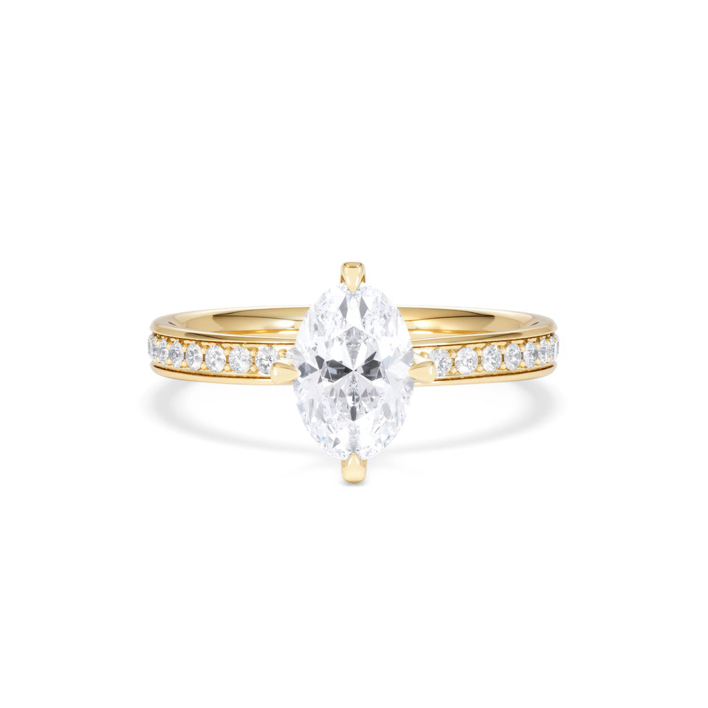 Origin Twist 1.00ct Oval Cut Lab Diamond Solitaire Engagement Ring with Side Stones in 18K Yellow Gold