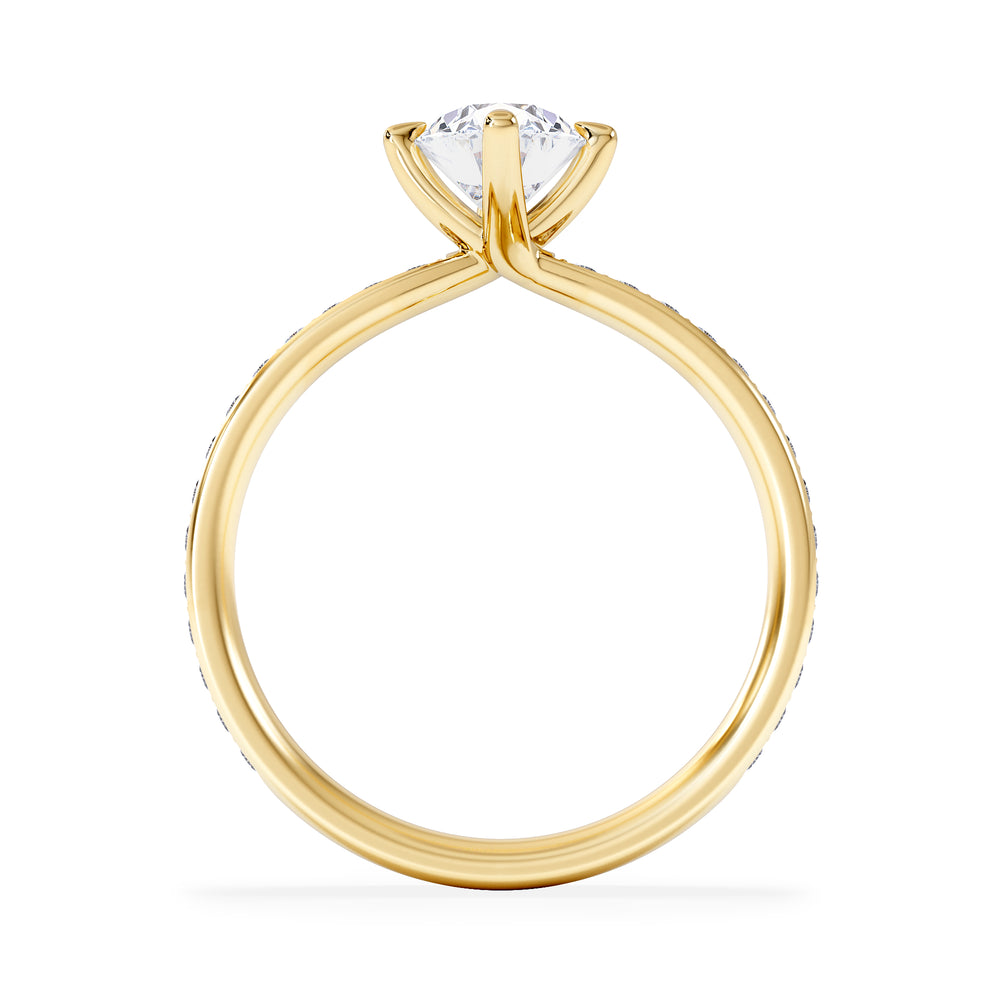 Origin Twist 1.00ct Oval Cut Lab Diamond Solitaire Engagement Ring with Side Stones in 18K Yellow Gold