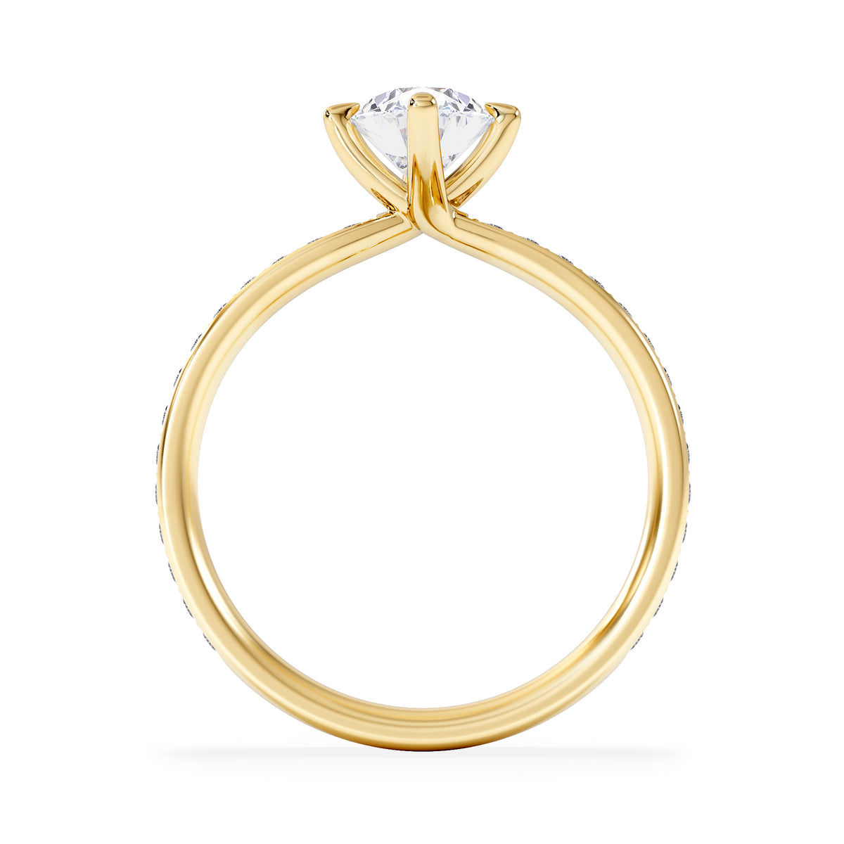 Origin Twist 1.00ct Oval Cut Lab Diamond Solitaire Engagement Ring with Side Stones in 18K Yellow Gold