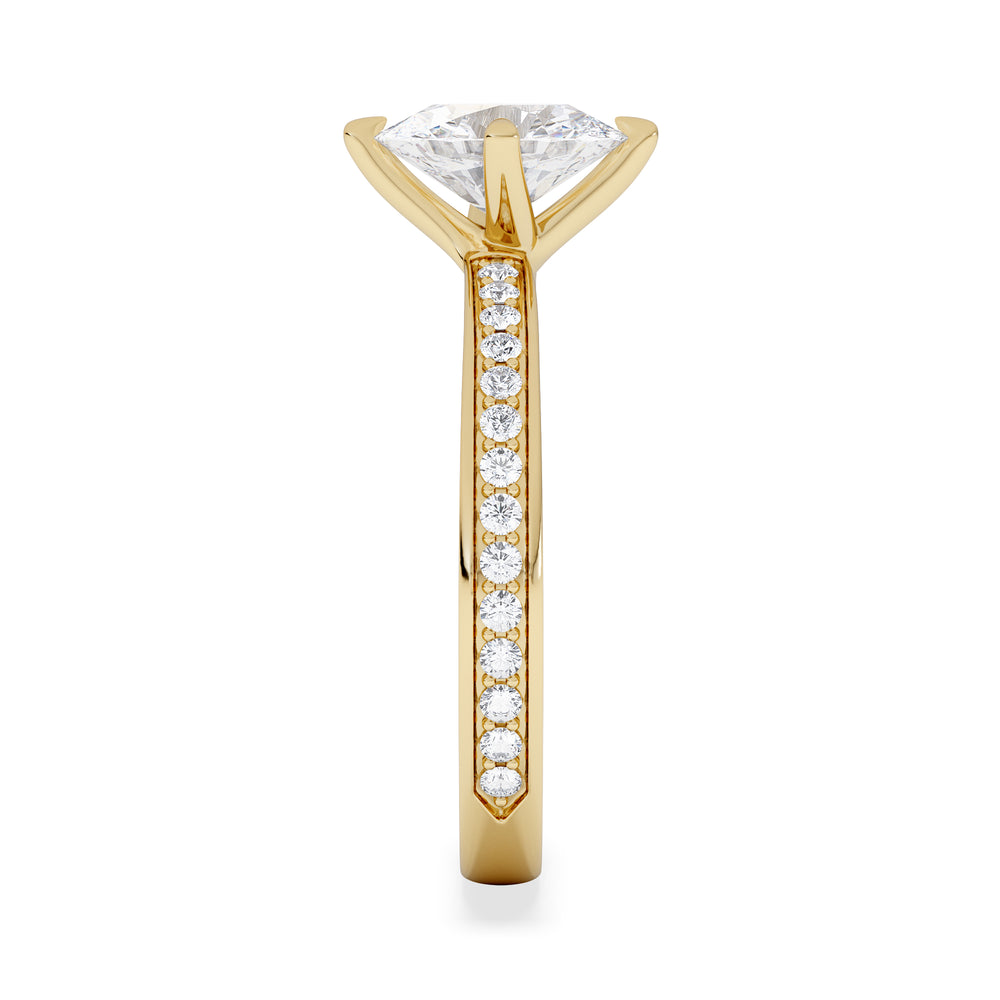 Origin Twist 1.00ct Oval Cut Lab Diamond Solitaire Engagement Ring with Side Stones in 18K Yellow Gold