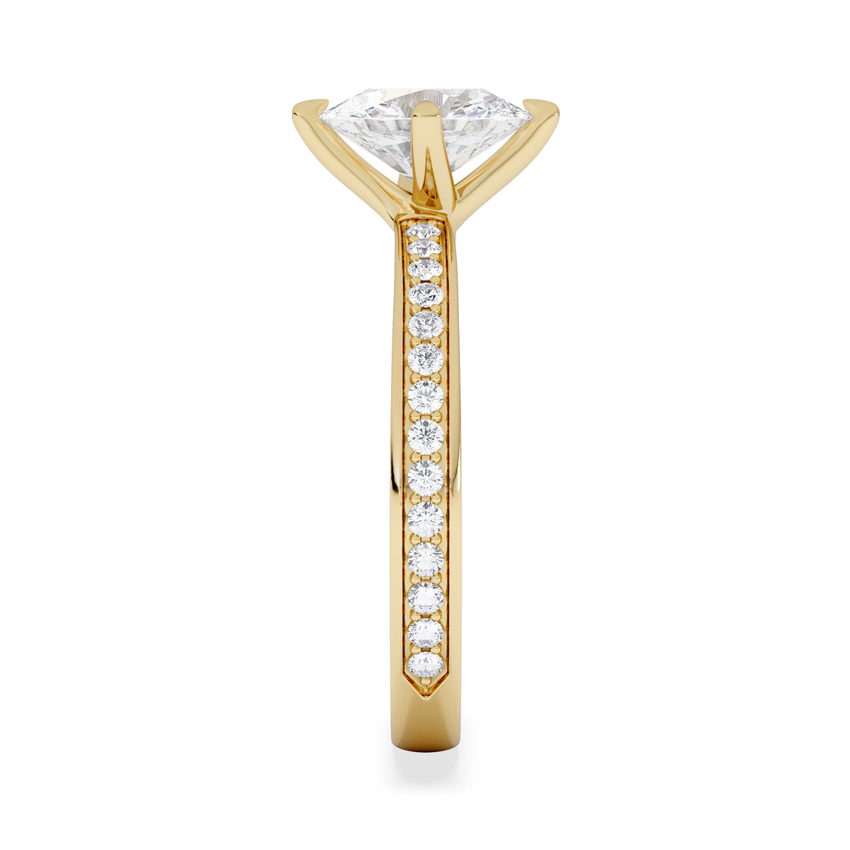 Origin Twist 1.00ct Oval Cut Lab Diamond Solitaire Engagement Ring with Side Stones in 18K Yellow Gold