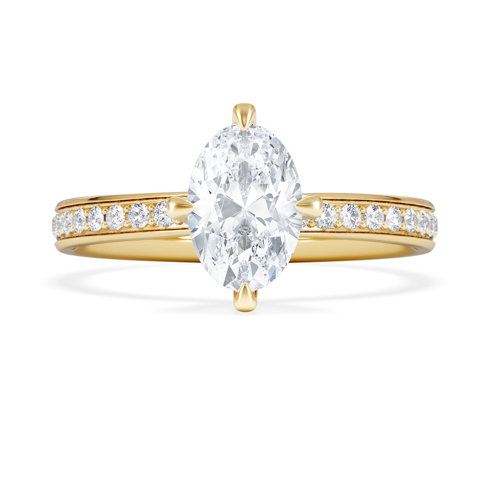 Origin Twist 1.00ct Oval Cut Lab Diamond Solitaire Engagement Ring with Side Stones in 18K Yellow Gold
