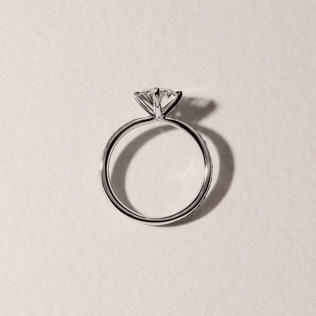 Origin Twist 2.00ct Oval Cut Lab Diamond Solitaire Engagement Ring with Side Stones in 18K White Gold