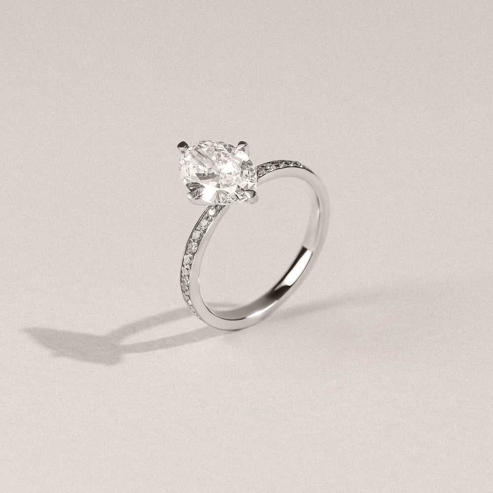Origin Twist 2.00ct Oval Cut Lab Diamond Solitaire Engagement Ring with Side Stones in 18K White Gold