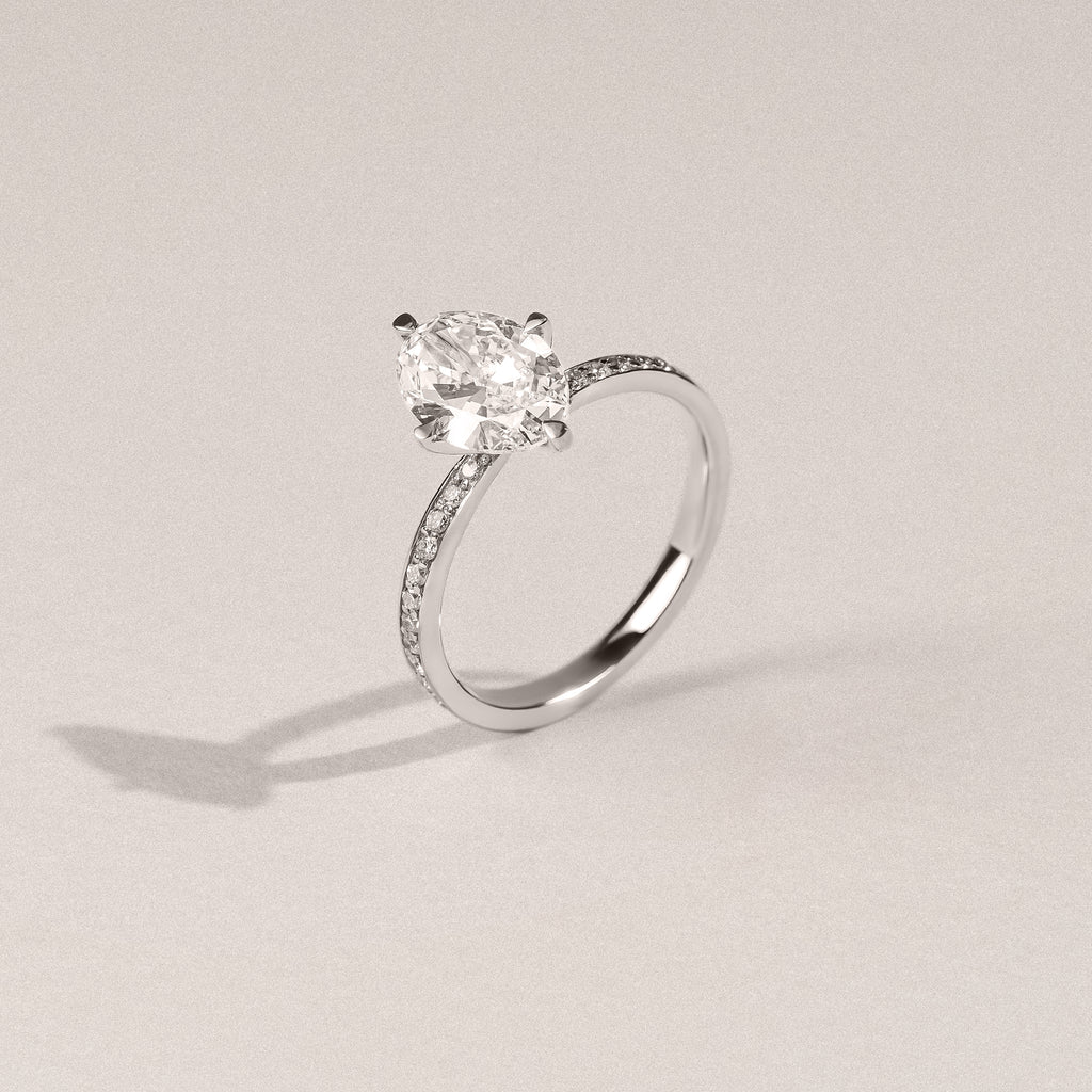 Origin Twist 2.00ct Oval Cut Lab Diamond Solitaire Engagement Ring with Side Stones in 18K White Gold