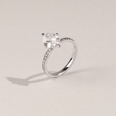 Origin Twist 2.00ct Oval Cut Lab Diamond Solitaire Engagement Ring with Side Stones in 18K White Gold