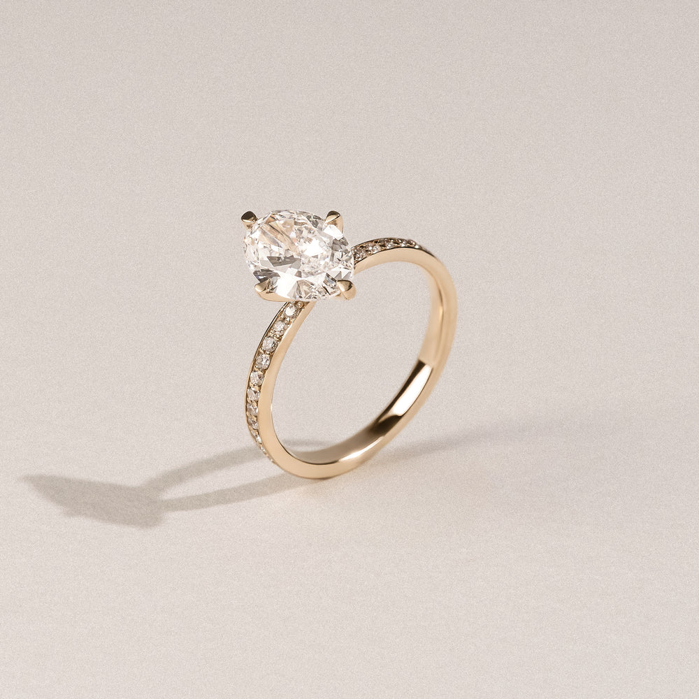 Origin Twist 2.00ct Oval Cut Lab Diamond Solitaire Engagement Ring with Side Stones in 18K Yellow Gold