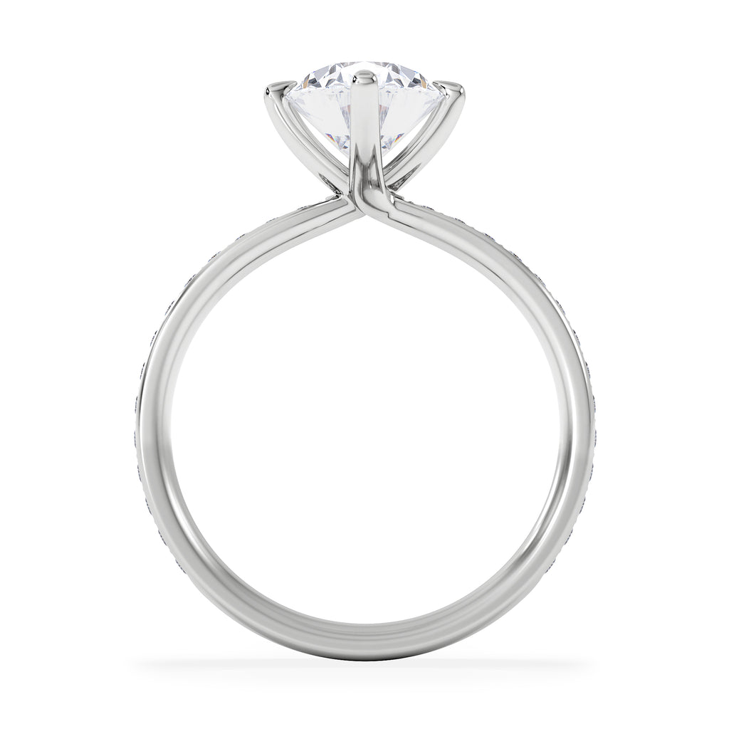 Origin Twist 2.00ct Oval Cut Lab Diamond Solitaire Engagement Ring with Side Stones in 18K White Gold
