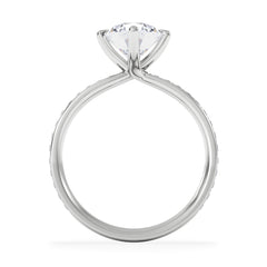 Origin Twist 2.00ct Oval Cut Lab Diamond Solitaire Engagement Ring with Side Stones in 18K White Gold