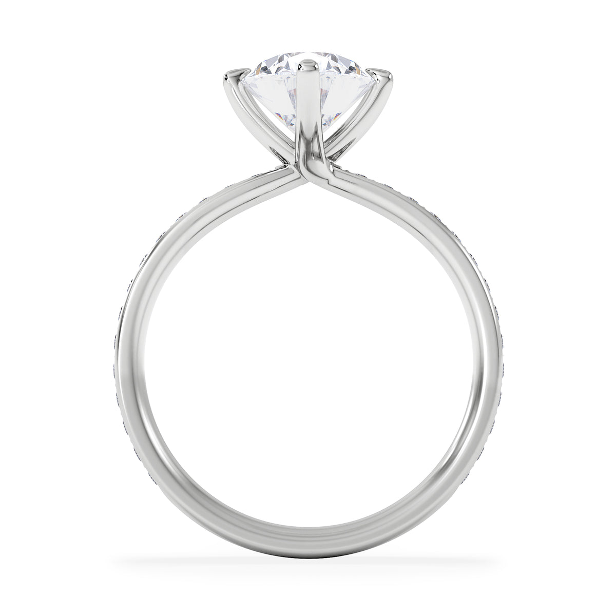 Origin Twist 2.00ct Oval Cut Lab Diamond Solitaire Engagement Ring with Side Stones in 18K White Gold