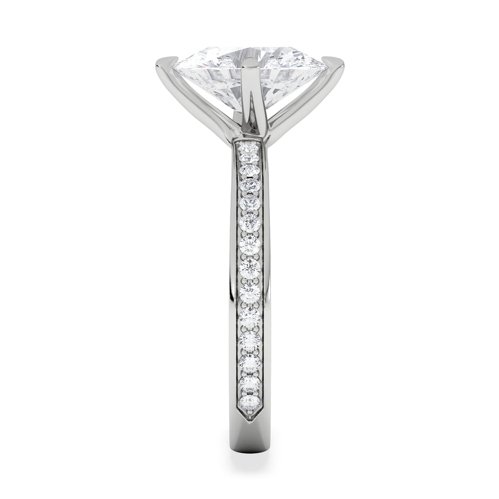 Origin Twist 2.00ct Oval Cut Lab Diamond Solitaire Engagement Ring with Side Stones in 18K White Gold