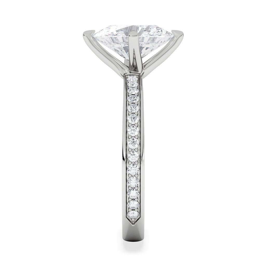 Origin Twist 2.00ct Oval Cut Lab Diamond Solitaire Engagement Ring with Side Stones in 18K White Gold